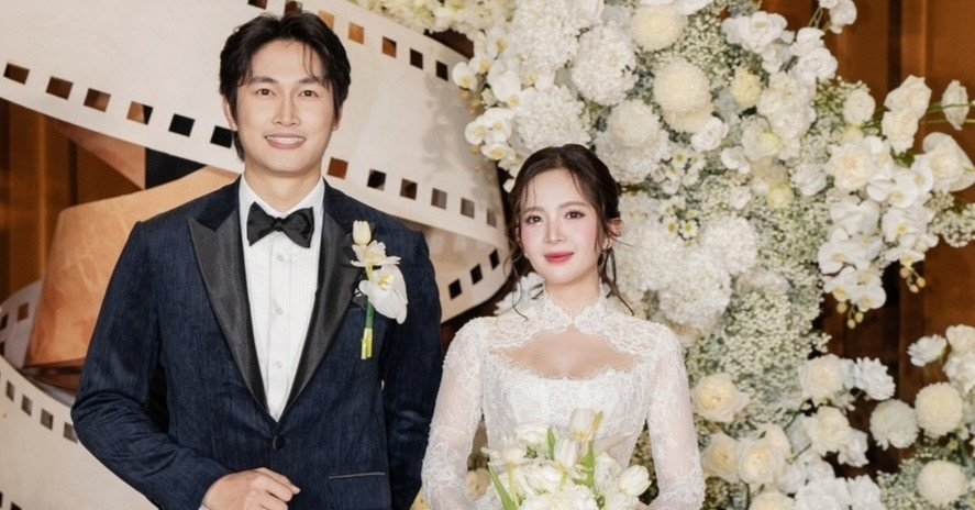 Diễn viên Ngọc Huyền xinh như công chúa trong đám cưới với Đình Tú